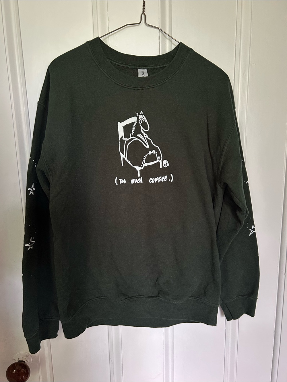 Dark Green Graphic Crewneck Sweatshirt - Too Much Coffee